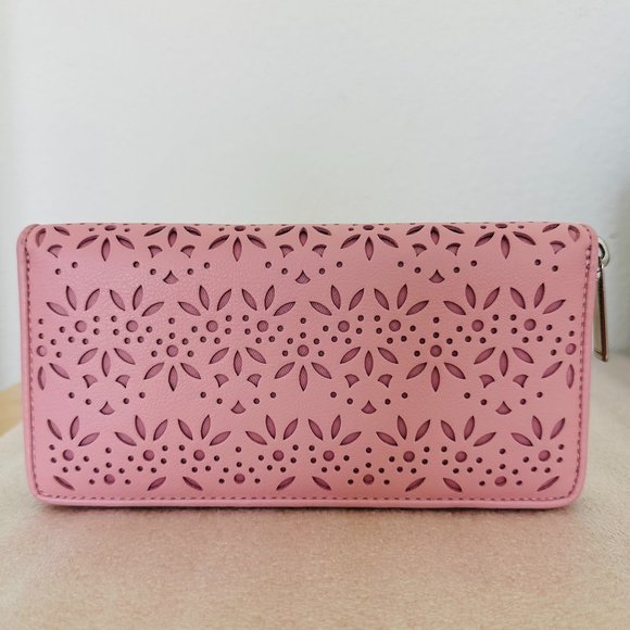 π― Authenticπ·Coach π· Special Design Taylor Eyelet Leather Accordion ZIP Wallet - Picture 5 of 13